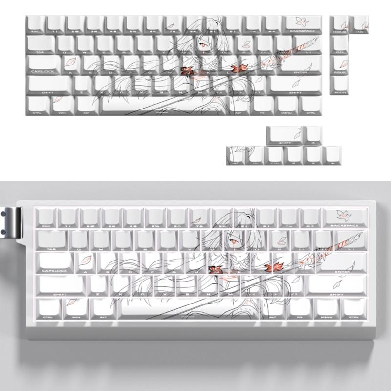 Anime Keycaps Cartoon 74 Keys PBT Keycap Mechanical Keyboards Caps for 61 67 68 Keyboards Gaming Accessories