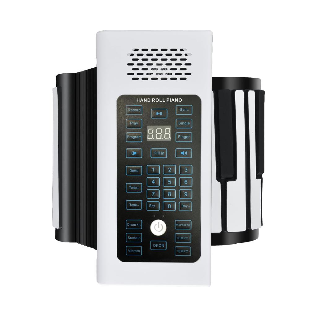 Piano with Silicone Keyboard for Easy To and Wireless 88 88-Key Roll-Up Kids, Shockproof, Portable, Rollable, Clean, Lightweight, (A, Keys, White)