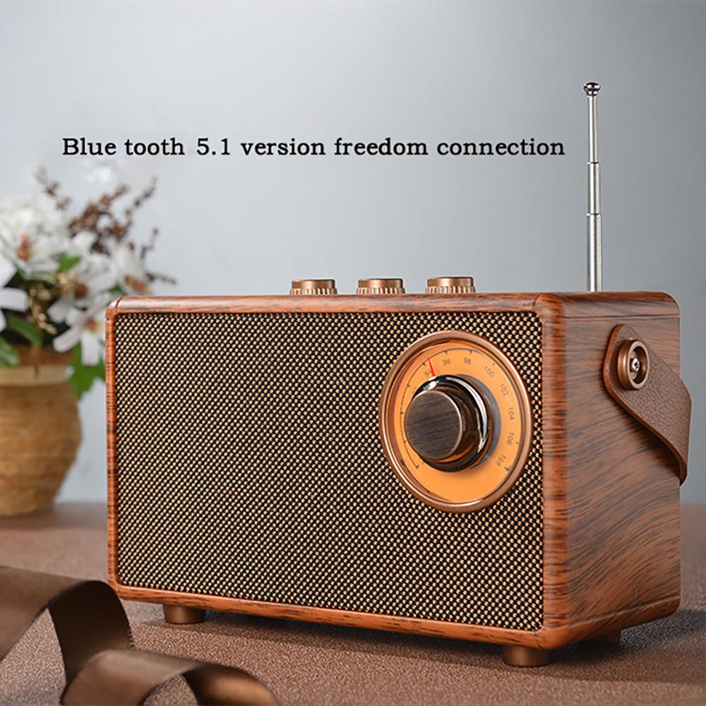 Retro Portable Wireless Blue Tooth Speaker High-Quality Powerful Stereo Sound FM Radio Rechargeable MP3 Player Hands-Free Call