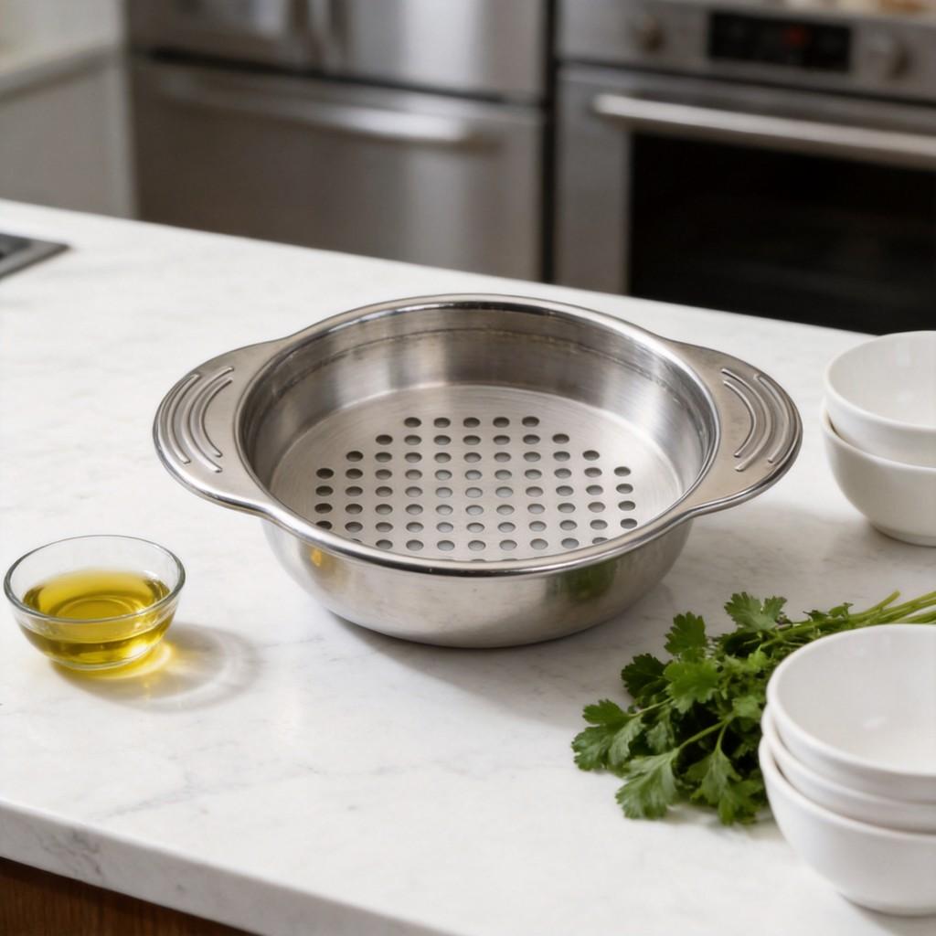 Stainless Steel Mini Draining Basket With Dual Handles For Kitchen Food Prep And Oil Drainage