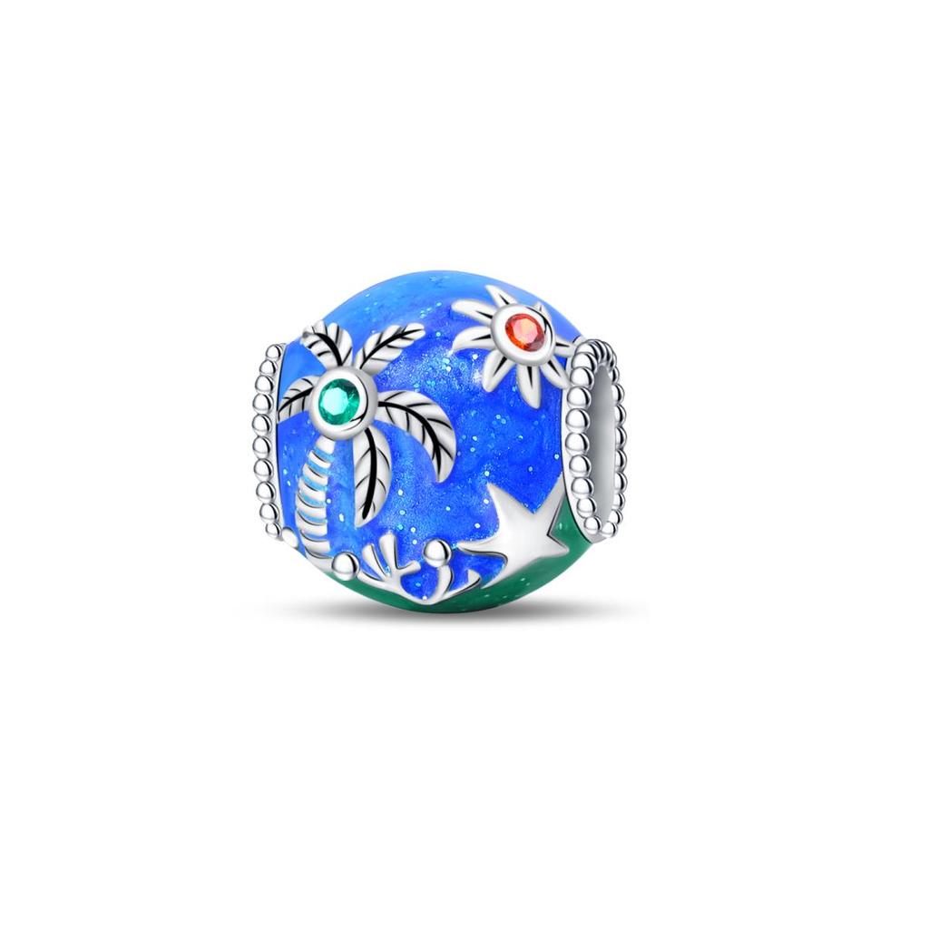 Kupferfarbene Reise- und Urlaubs-Serie - Dreiteiliger Wellen-Anhänger Passendes Pfannenarmband DIY-Charme für Damen Schmuck Mode Geschenk