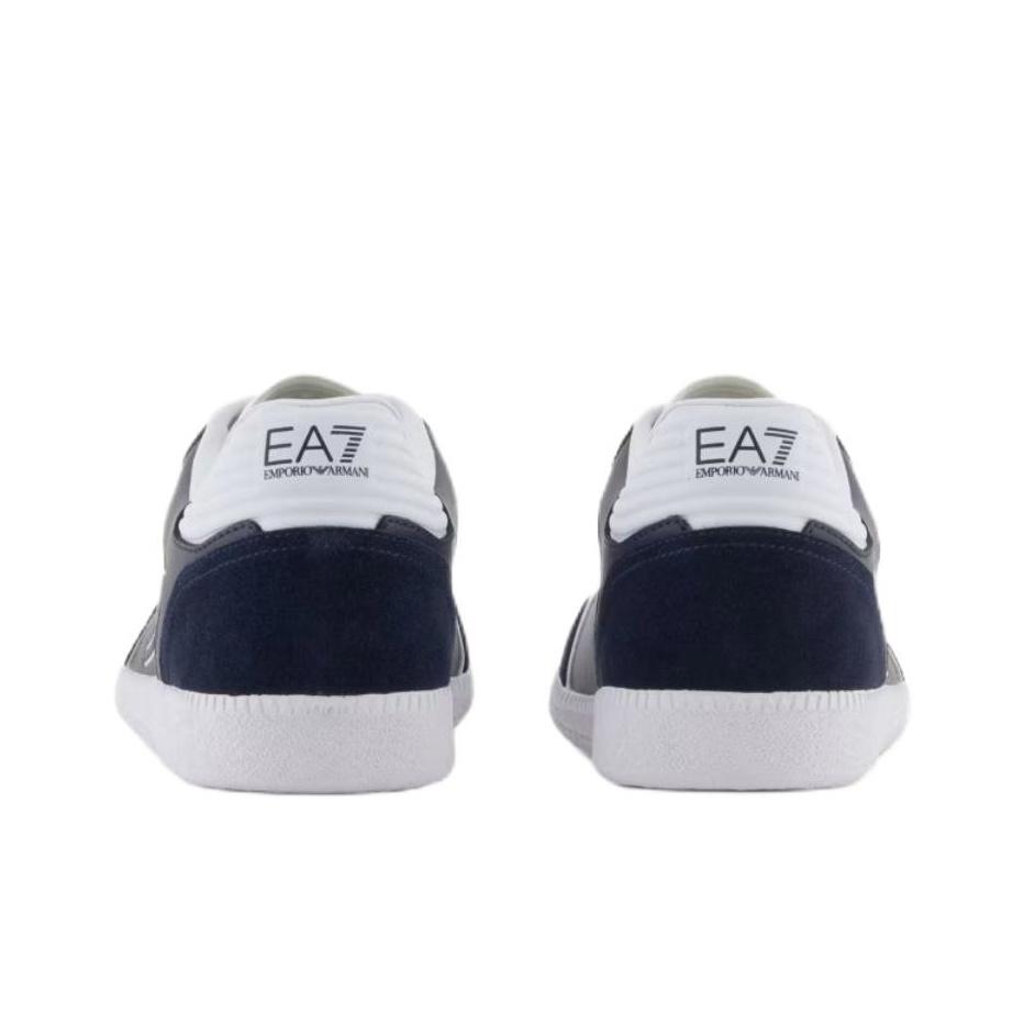 Emporio Armani EA7 Leather Low-Top Sneakers With Eagle Logo Unisex Sneakers Navy-Blue 7X000405AF19826MZ069