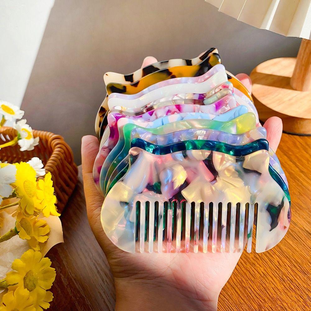 Cat Ear Shaped Acetate Comb Wide Toothed Colorful Makeup Comb Hair Accessories Hair Styling Tool Hairdressing Comb Student