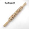 Popular Reindeer Print Laser-Engraved Wooden Rolling Pin for Christmas Cookie Baking