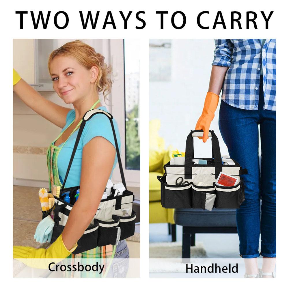Large Capacity Cleaning Caddy Bag with Handle for Cleaning Tools Supplies Storage Bags Multi Pocket Oxford Cloth Tools Handbags