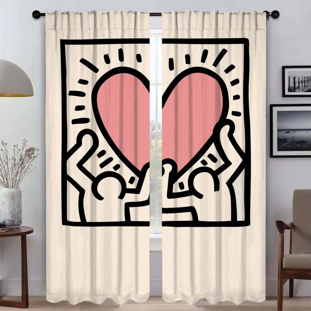 

Keiths Harings Blackout Curtains for Living Room Window Curtain for Room 2 Panel Shades Home Interior Curtains Partition Kitchen W74xH114cmx2pcs-CL
