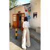 American Vintage Large-pocket Work Pants for Women, 1116 Spring Casual Pants, High-waisted Straight-leg Wide-leg Woolen Pants