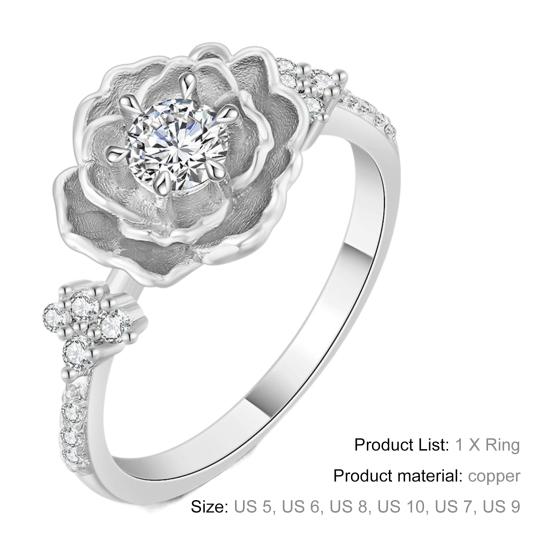 Bague Femme Fleur Tridimensionnelle Zircone Cubique Bijoux Floral Style Ins Bague de Doigt