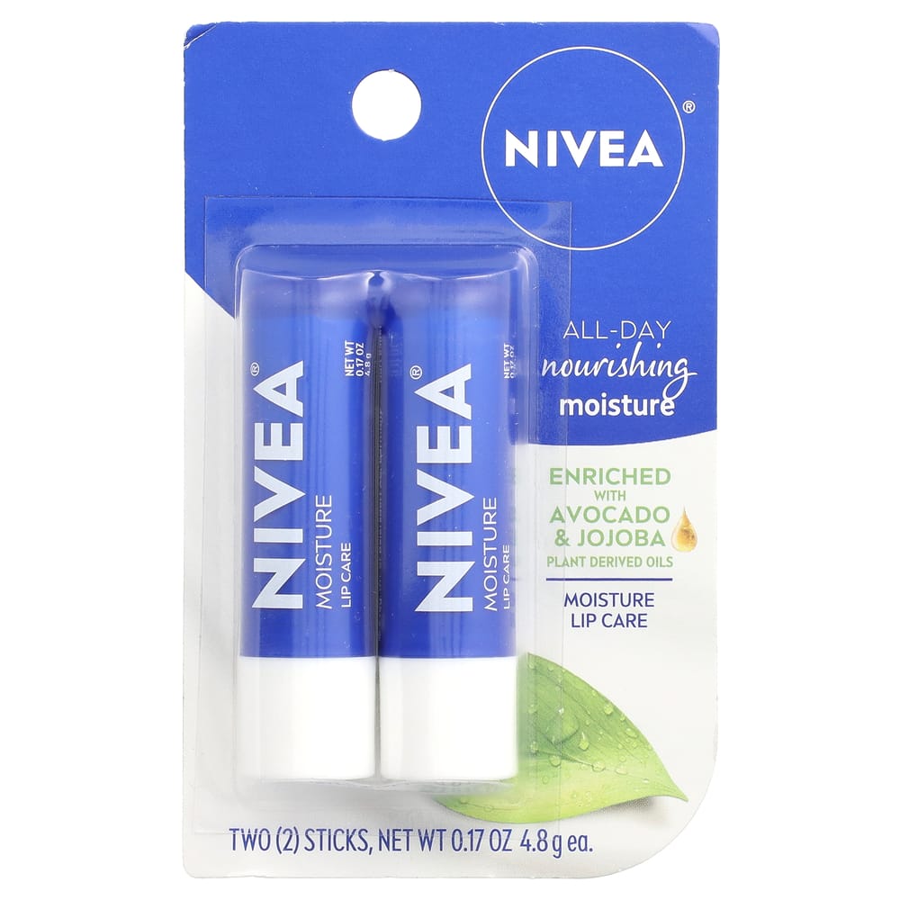 Nivea Moisture Lip Care Stick, 2-Pack, 4.8g (0.17oz) Each