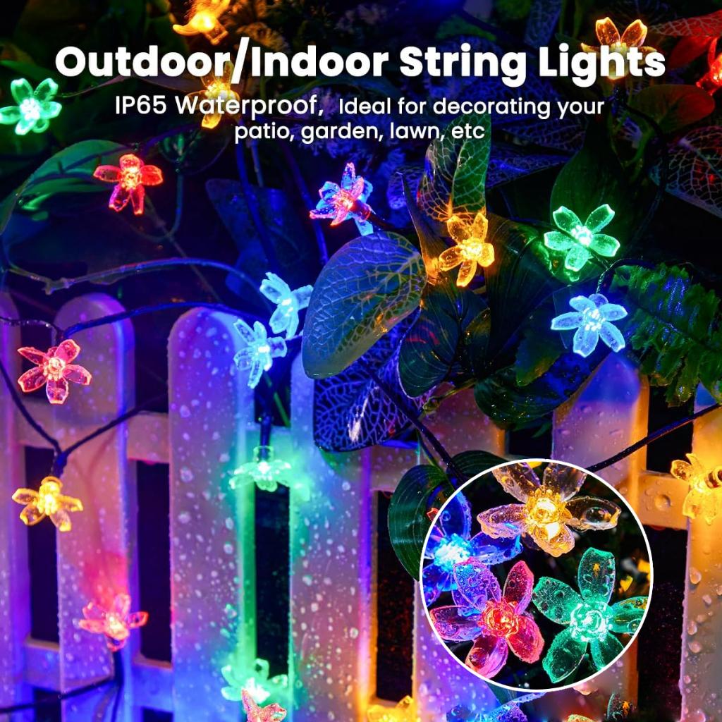100/50/20LED Solar Powered Cherry Blossom Fairy Lights, Auto on/Off Waterproof Outdoor Garden Decor for Wedding Valentine’s Day Gift