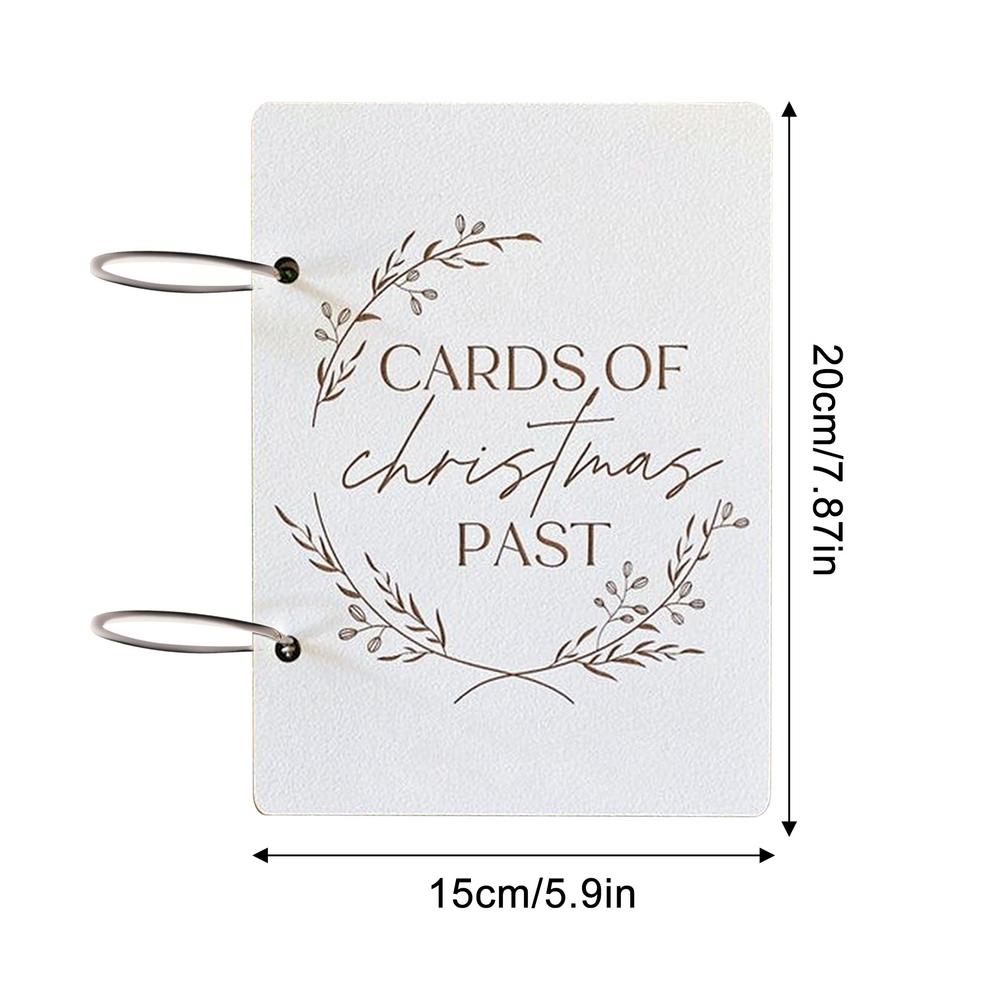

Holiday Card Organizer Book Wood Album Christmas Memories Card Keeper Safe Postcard Photo Album Card Record Book For Holidays білий