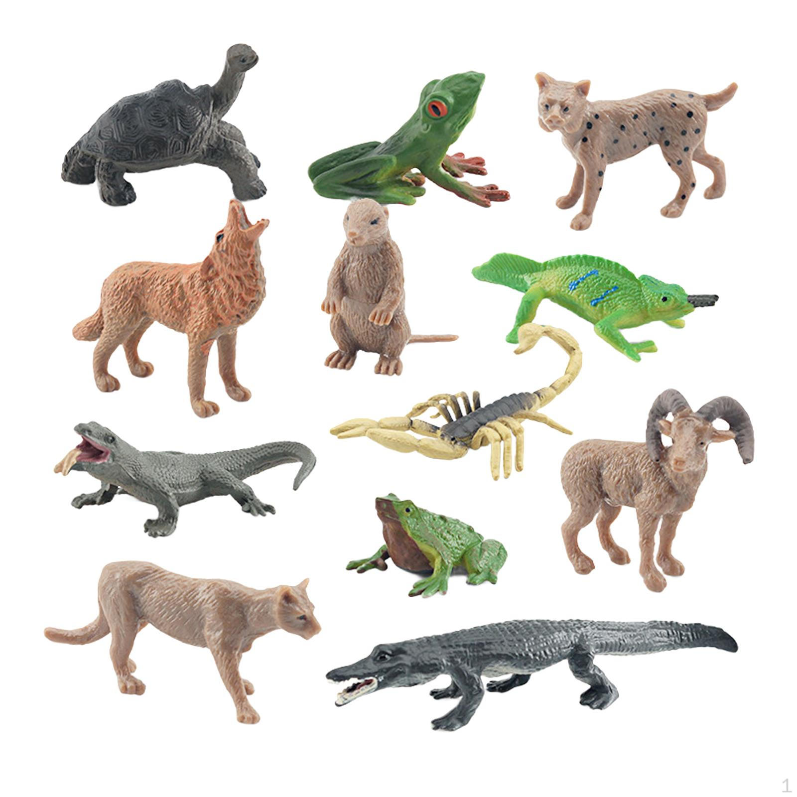 

12 шт., мини-фигурки диких животных, набор фигурок, модель, украшение для рабочего стола, реалистичное для Style H