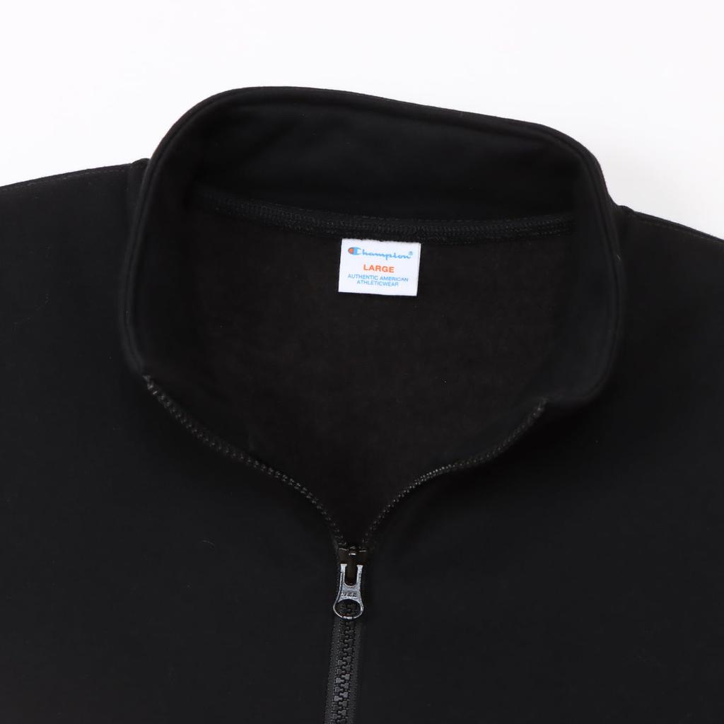 Long Brushed Clear Rubber Half Zip Black [Champion] Sweatshirt, Sleeve, Lining, Print, Sweatshirt, Men's Casual, C3-A004