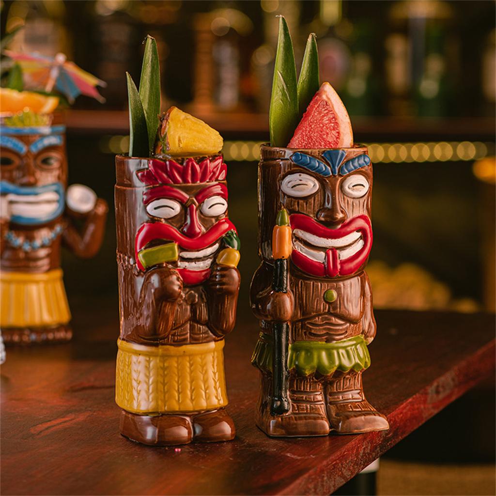 Creative Island Inspired Cup Whimsical Island Style Glass Cocktail Glass Hawaiian Party Tiki Mugs Drinkware for Parties
