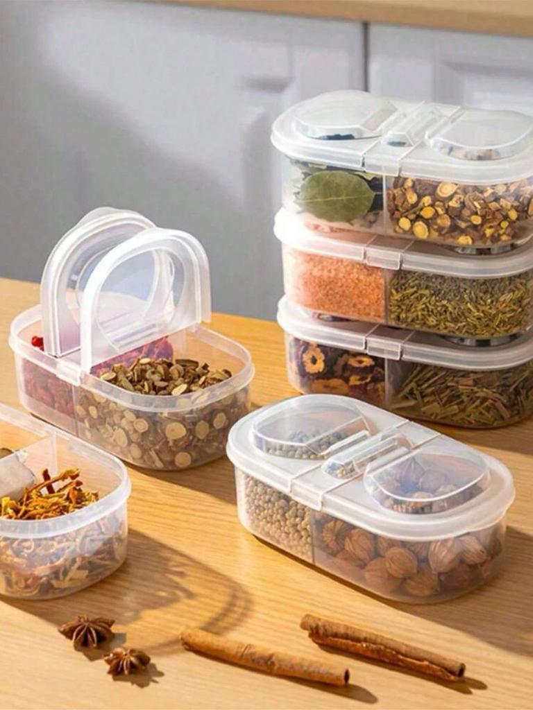 Double-Grid Food Storage Box, Minimalist Clear Storage Box For Kitchen,Kitchen,Summer Beach Party,Food,Camping,Organizer,Room Decor,Kitchen Items.