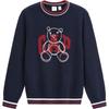 Boys' Bear Embroidered Cotton Round Neck Sweater