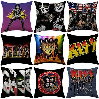 Federa KISS Rock & Roll All Nite Party Copricuscino 40x40 Copricuscino Decorativo Peluche Corto Dakimakura per Auto Banda Regalo