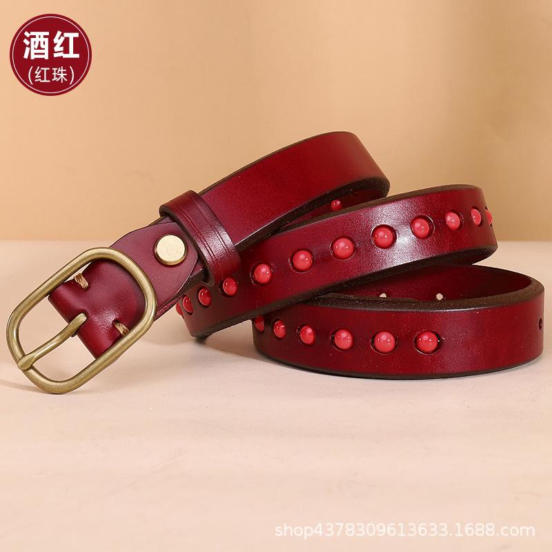 Women's Belt Women's Ins Style Fashion All-Match Trendy BF Style Retro Practical Leather Pin Buckle with Jeans Belt