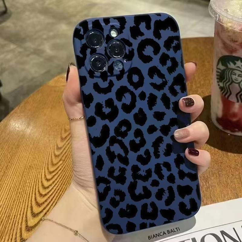 Black Leopard Print Trendy Phone Case For Samsung Galaxy S25 Ultra S26 S24 S23 FE S22 Plus S21 S20 A54 A55 A35 A15 Soft Cover