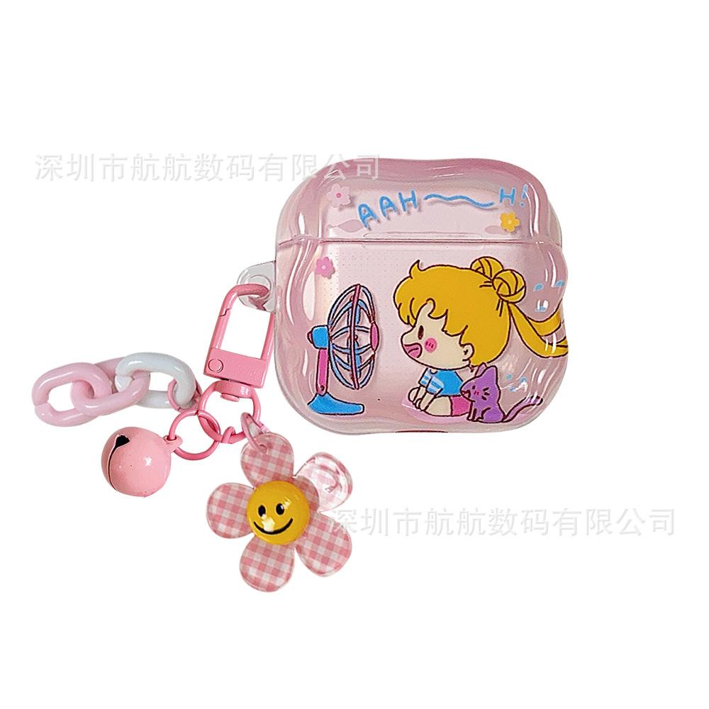 Blowing fan beautiful girl applies to apple AirPods 1 earphone case Airpodspro1 bluetooth earphone case airpo