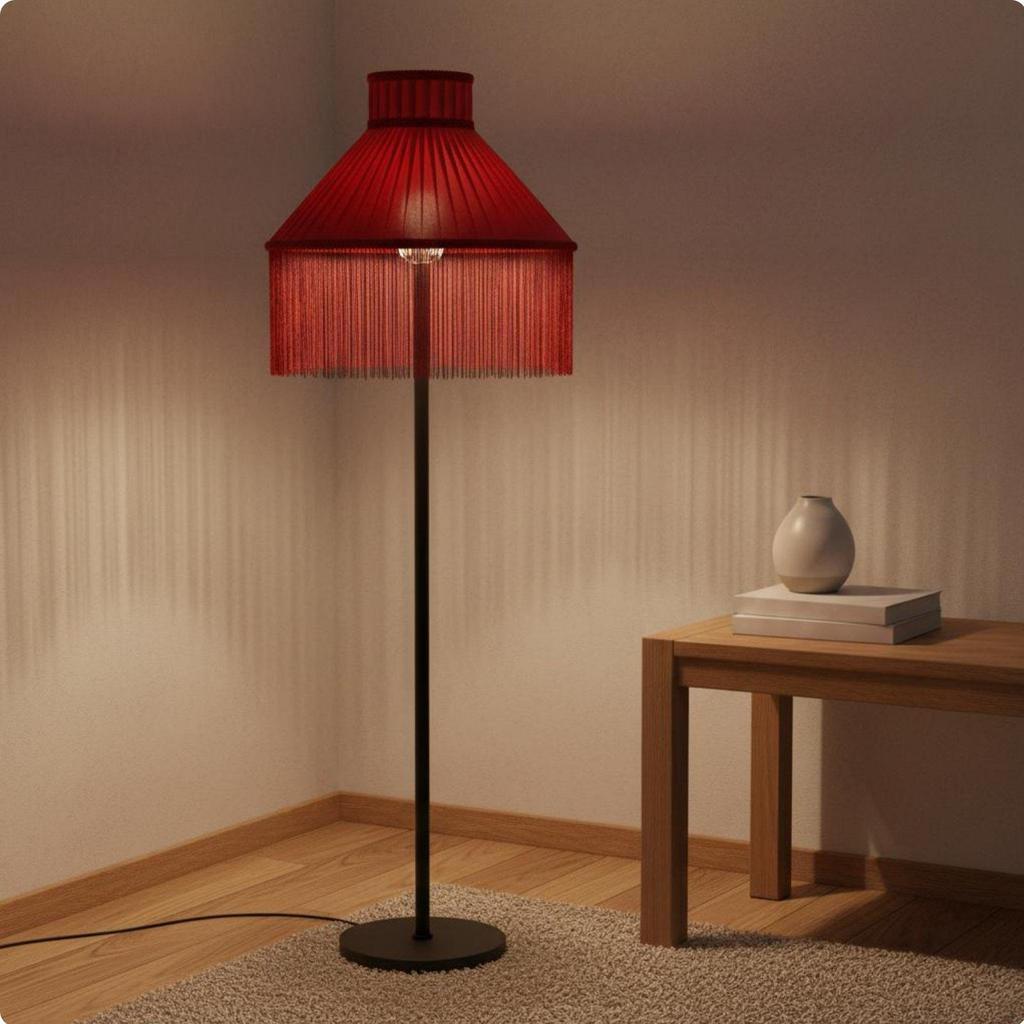 Textile Lampshade with Tassels Replacement Vintage Style Lamp Cover for Bedroom, Living