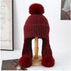 Winter Korean Thickened Hairball Ear Protection Knitted Bomber Hat Women Simple Casual Windproof Warm Small Face Wool Beanie Cap