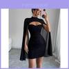 Elegant Polyester Knit Short Dress With High Waist For Business And Casual Wear