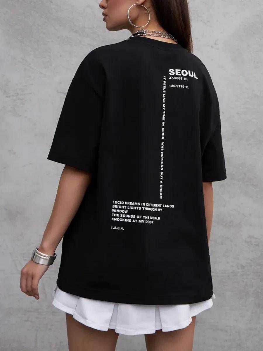 White oversized T-shirt with print 2XL