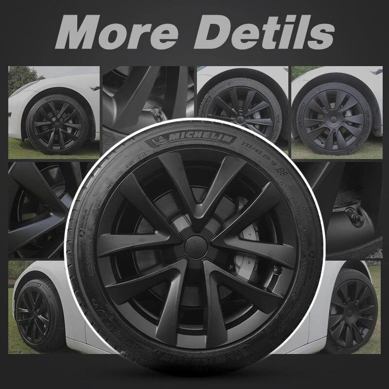 4PCS Hubcaps Design for Tesla Model 3 Full Rim Cover 2023 18 Inch Arachnid Wheel Cover Performance Replacement Car Accessories