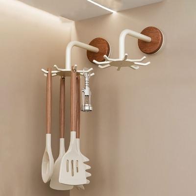 No Drill Kitchen Storage Rack Anti Drop Space Saving 360 Rotating Hooks Wall Mounted Spatula Spoon Holder for Kitchenware