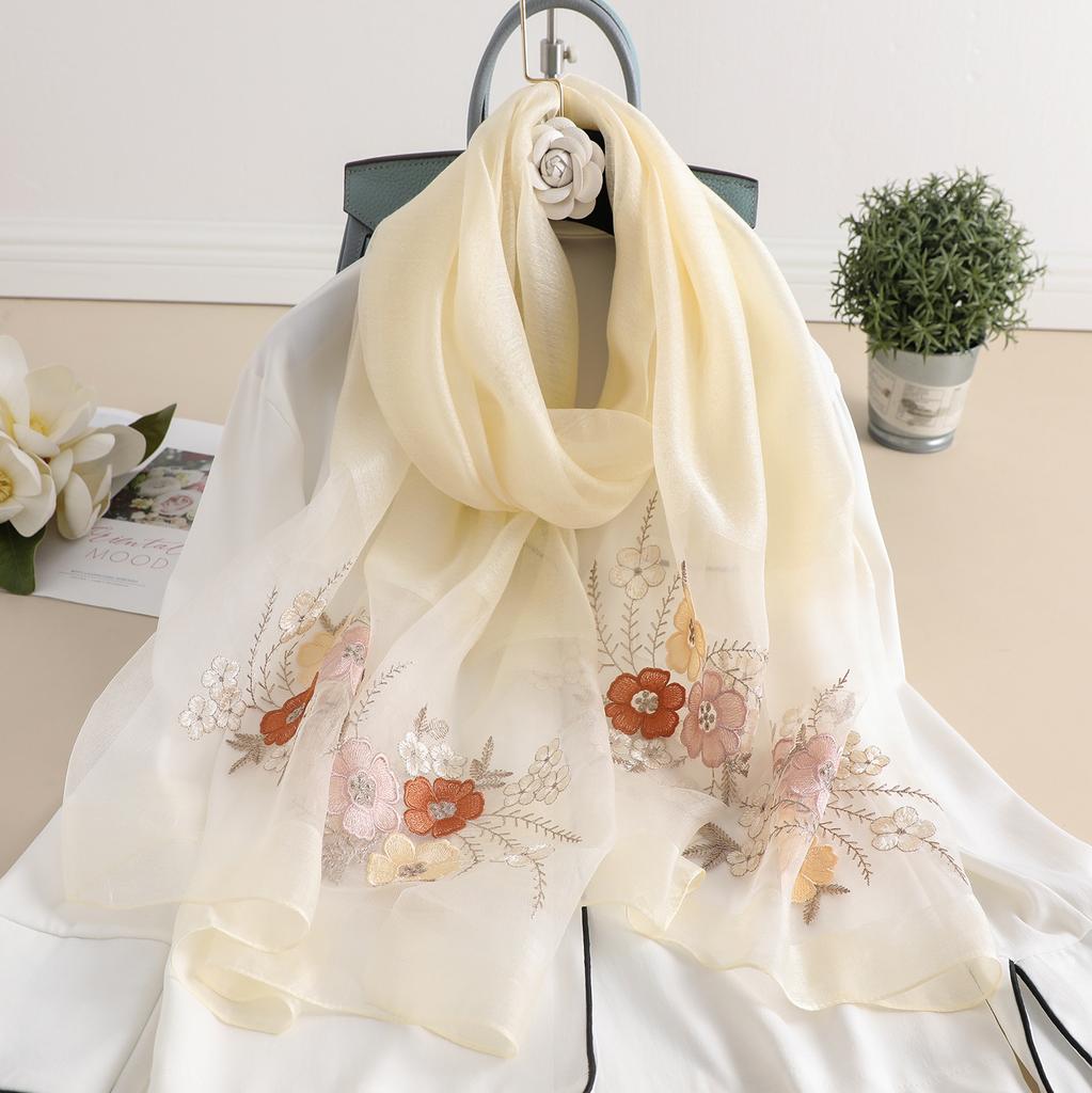 Nou Brand 2025 Iarnă Hijab Mătase Lână Broderie Eșarfe Femei Călătorie Plajă Poncho Șal Eșarfă Batic Foulard Femme Pașmină