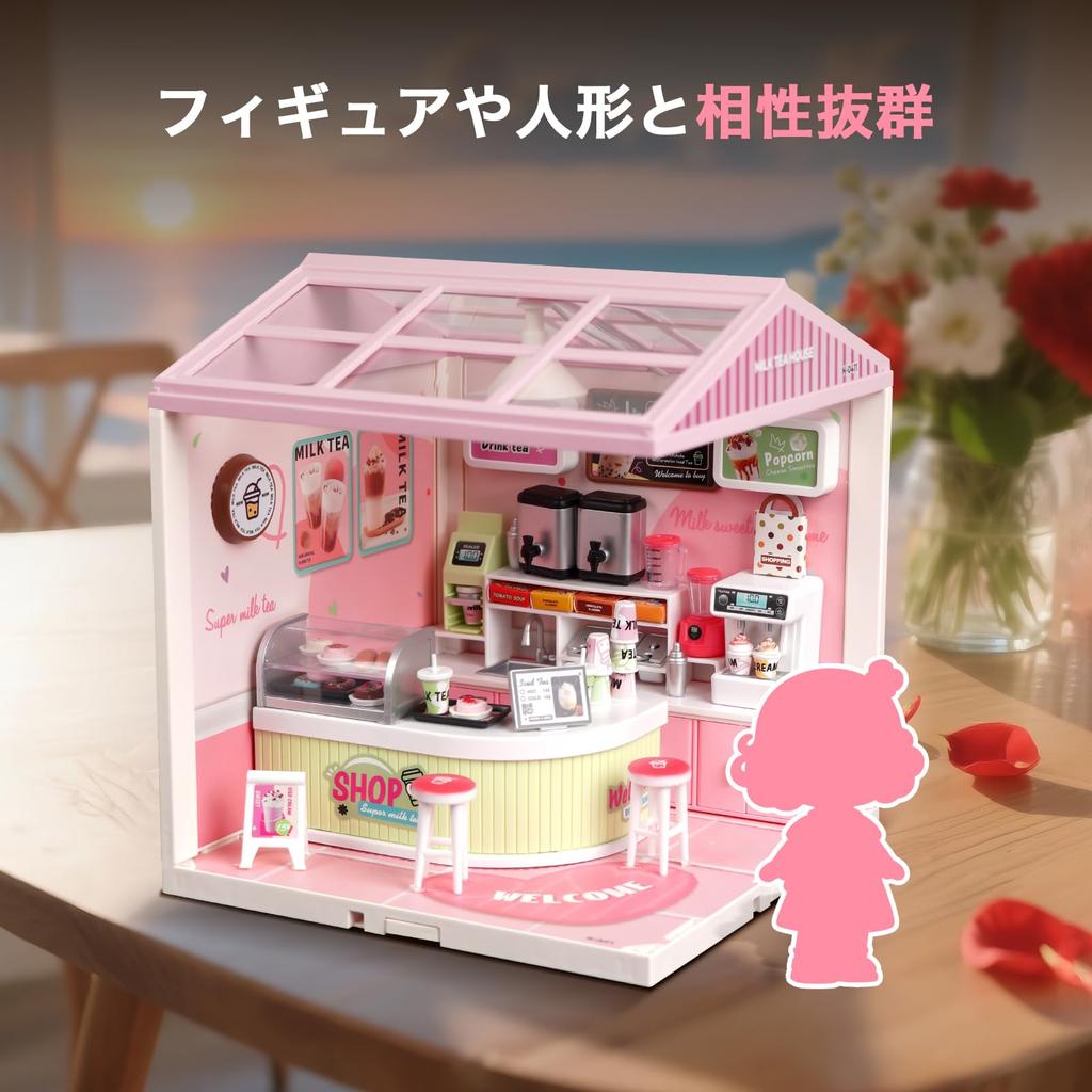 Hallisun DIY Miniaturowy Dom Plastikowy Domek dla Lalek z Meblami Zabawka Domek dla Lalek z USB Pokrowiec Przeciwkurzowy i Zabawka do Montażu Rękodzieła 3D dla Dzieci w Wieku i