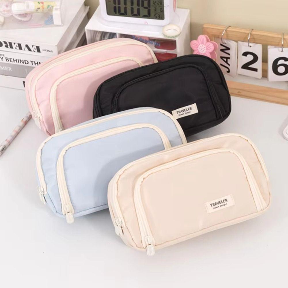 Multi-layer Pencil Bag Large-capacity Desk Organizer Storage Pouch Pen Case  Makeup Organizer