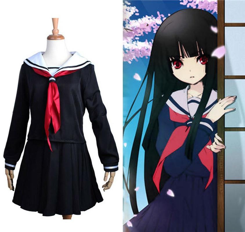 תחפושת קוספליי של איינמה איי, נערת הגיהינום, תחפושת יפנית אלגנטית של תלמידה לחגיגות ליל כל הקדושים