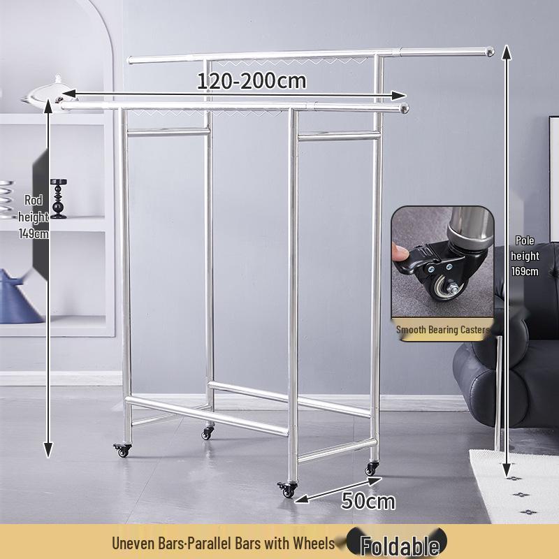 Mobile Stainless Steel Clothes Drying Rack, Multi-Pole & Layer, Quilt/Bedding Friendly, Indoor/Outdoor, Includes Shoe Rack
