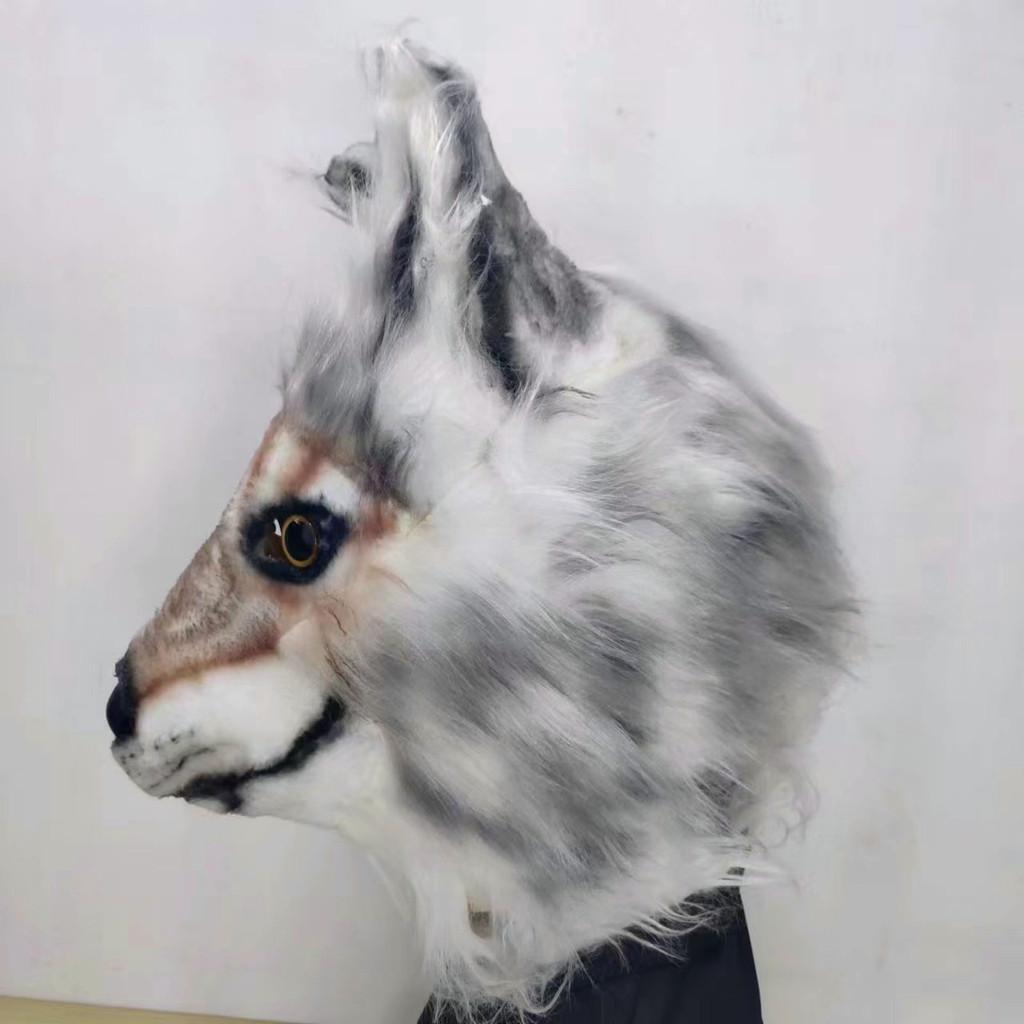 Funny Wolf Dog Mask Plush Latex Costume Prop For Halloween Party And Role Play