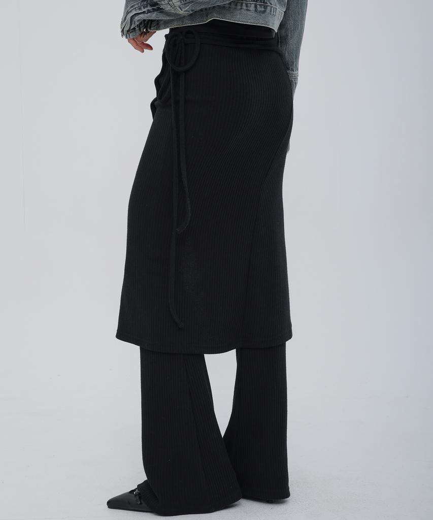 Chix Ribbed Wrap Skirt Black