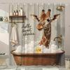 "Giraffe & Duck Bathtub Shower Curtain - Polyester, Washable, 6-12 Hooks, Hello Sweet Cheeks Design, Fashionable Bathroom Deco