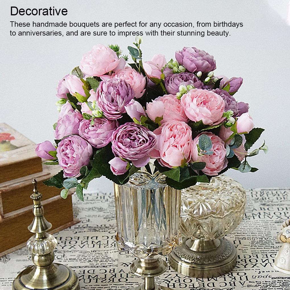 Bouquet di Fiori di Seta di Rosa Artificiale Rose Finte Fiori Real Touch per Festa Matrimonio Hotel Composizioni Ornamenti