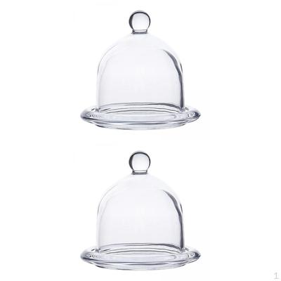Dessert Serving Tray Made of Clear Glass with A Dome Lid