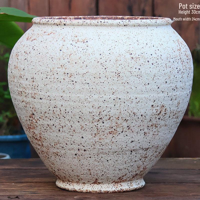Handmade Coarse Pottery Flower Pot - Large Ceramic Jar for Bougainvillea & Hydrangeas