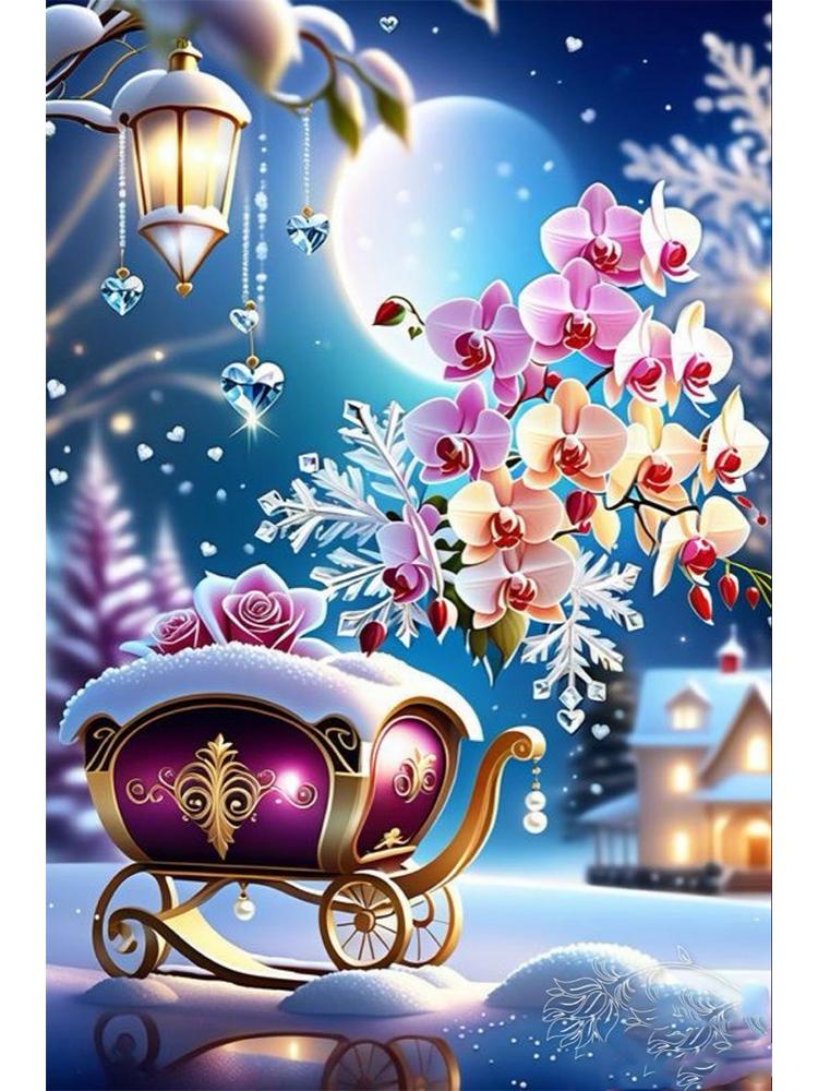 5D DIY Malowanie Diamentowe Wymarzony Kwiat i Trawa Łódź Krajobraz Księżyc Mozaika Krajobraz Haft Krzyżykowy Dekoracja Domu