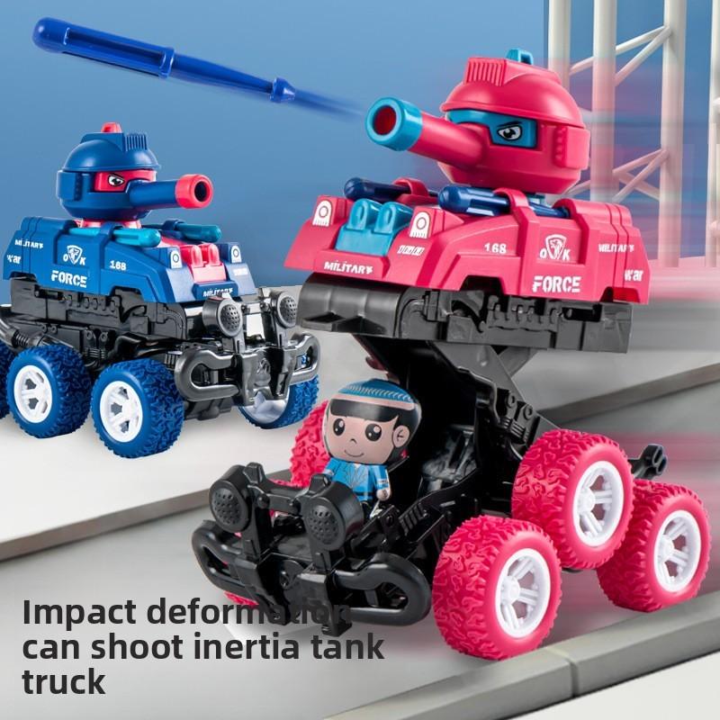 Inertia Impact Transforming Tank Toy For Kids With Shooting Function And Deformation