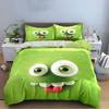 Green Cartoon Funny Face Bedding Duvet Cover Set Duvet Cover Pillowcases  (1*Duvet Cover 2*Pillowcases, without duvet insert)