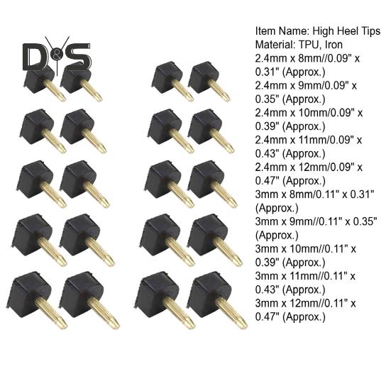20 par końcówek do wymiany obcasów 5 rozmiarów 8-12 mm TPU Konstrukcja żelazna Redukcja hałasu Szybka naprawa butów Ochraniacze na obcasy w kształcie litery U