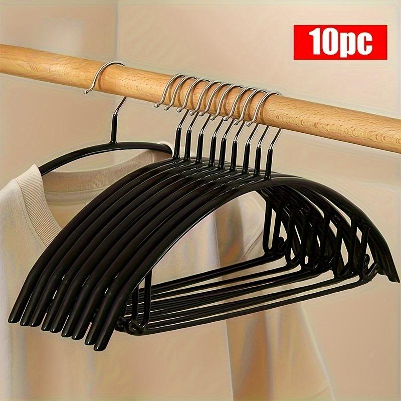 10pcs Anti Slip Metal Hangers for Suits&Jackets,Black Scratch-Proof Hangers with Hooks,Closet Organizer,Christmas Halloween Gift