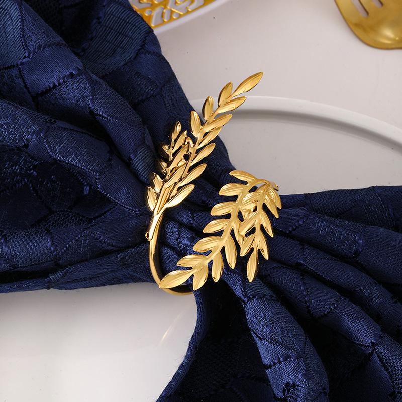 Gold Wheat Napkin Rings Metal Leaf Napkin Holder for Harvest Festival Fall Thanksgiving Dinner Party Table Decoration