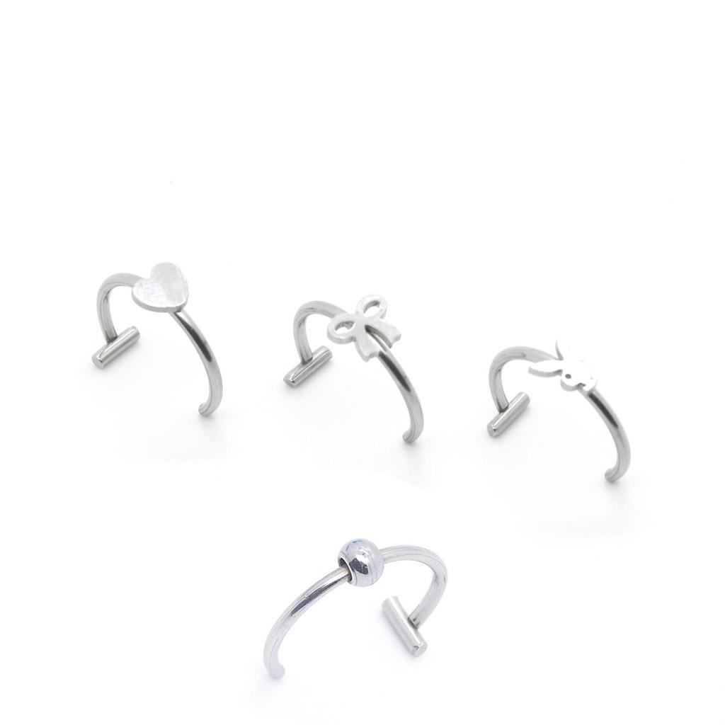 European & American Multi-Piece Stainless Steel Faux Lip, Nose, and Ear Stud Jewelry Collection