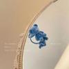 New Bowknot Bear Three-dimensional Ring Autumn and Winter Cute Girl Heart Flocking Ring Curry Blue Pink Velvet Bear