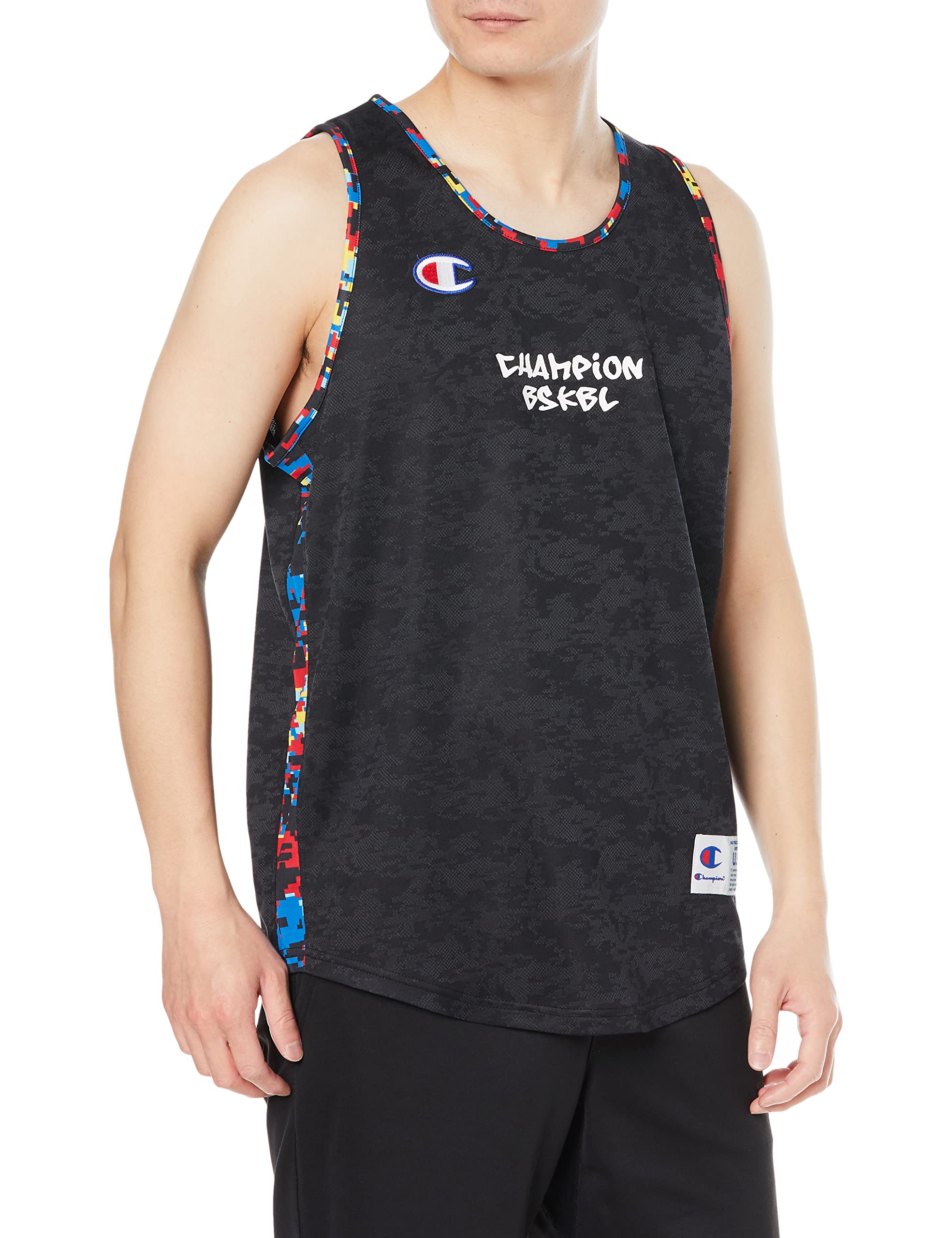 

Мужская майка без рукавов сетчатая Champion XL C3-VB348, быстросохнущая, антибактериальная, устойчивая к запахам, логотип в одной точке, майка, баскетбол, черная, чёрный